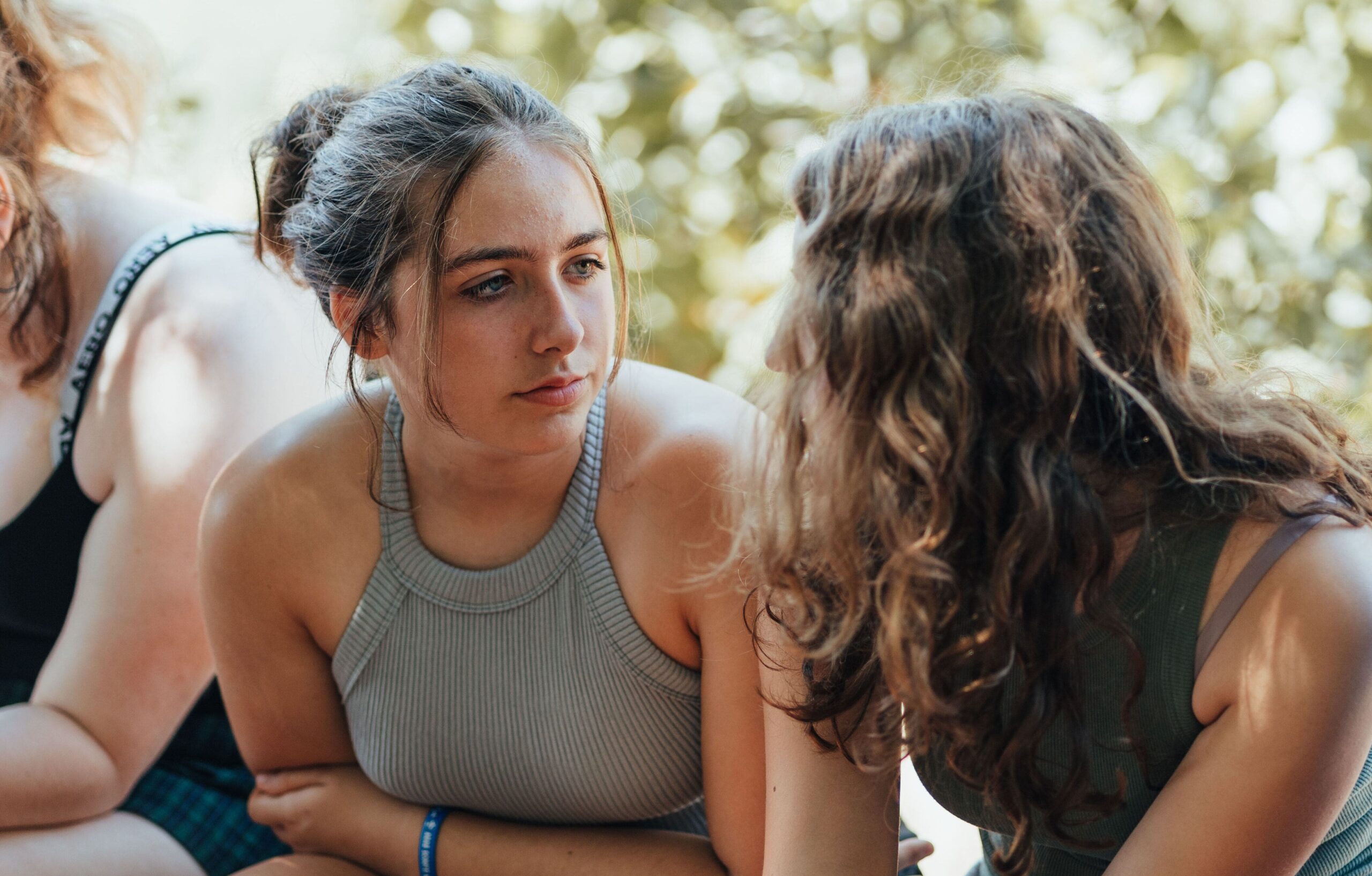 Teens having conversations at camp in Israel